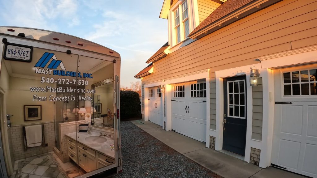 Mast Builders Work Truck outside Northern Neck Reedville Home Remodel
