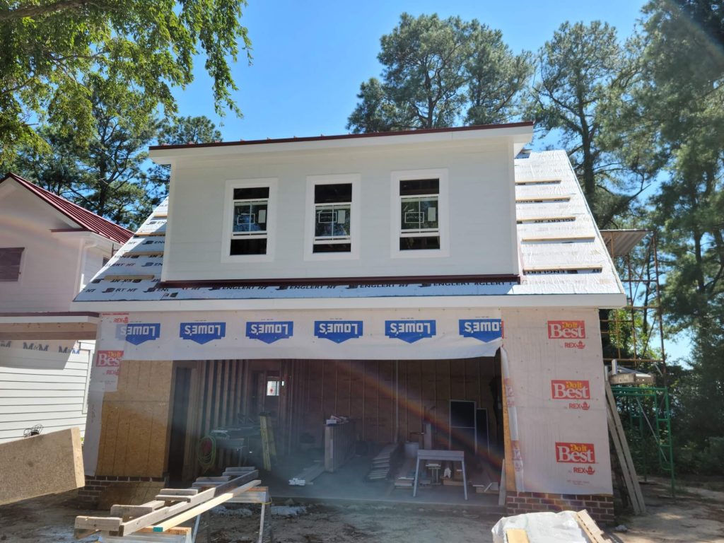 Siding on second floor of New Garage Addition