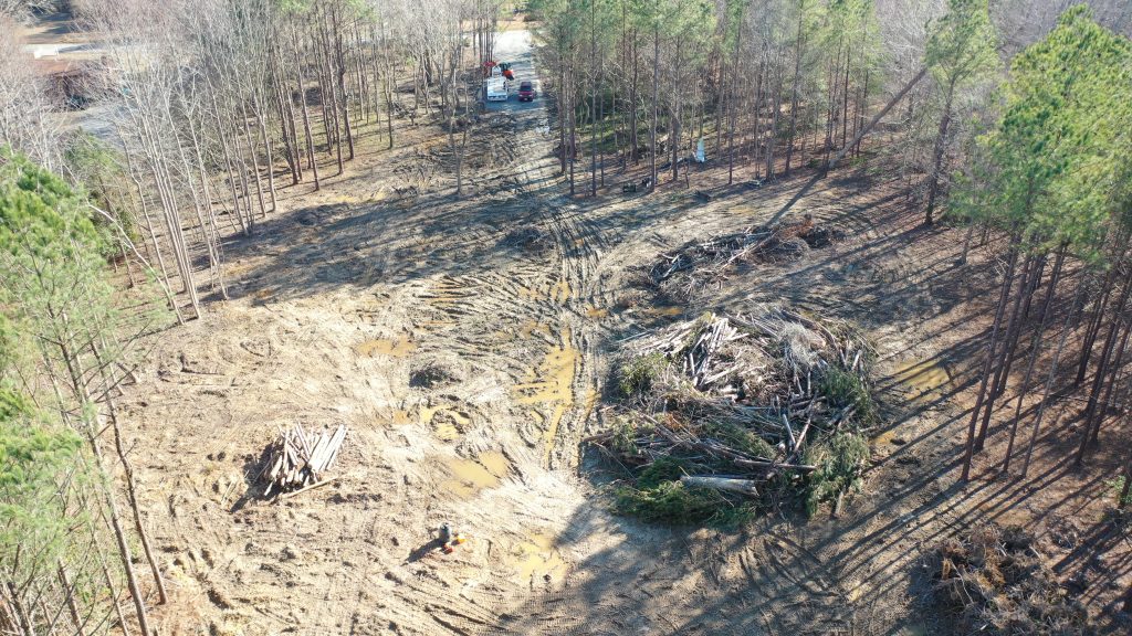 Arial view of land cleared facing main road