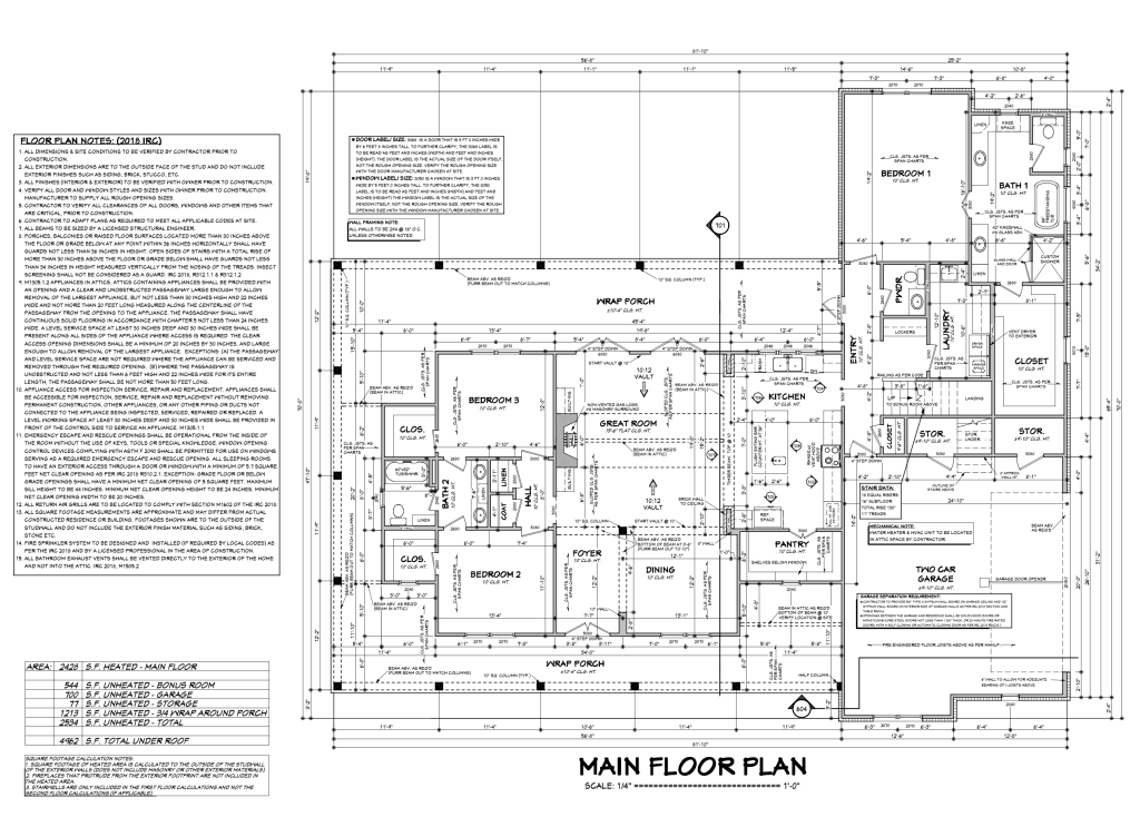 Main Floor Plan for Custom Home Builder in Northern Neck