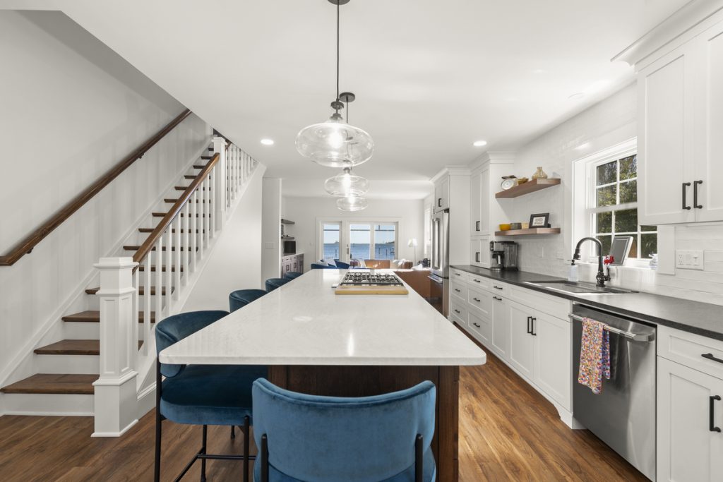 Open Kitchen Design for Middle Peninsula view of the Bay