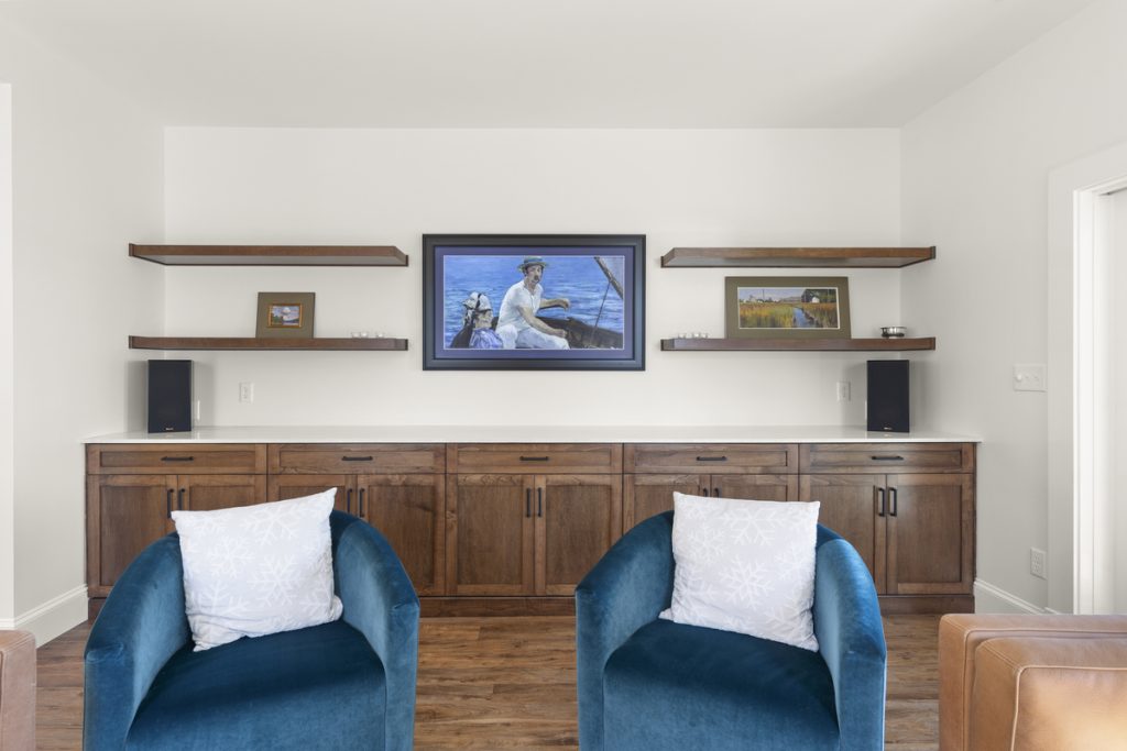 Floating Shelves for Middle Peninsula Living Room Remodel
