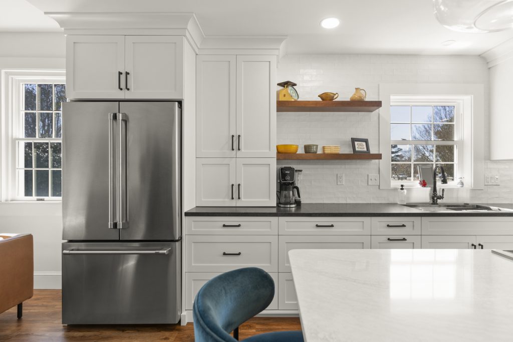 Floating Shelves for Middle Peninsula Kitchen Remodel