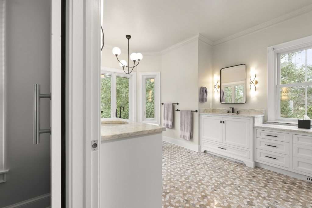 Master Bathroom Remodel facing away from shower
