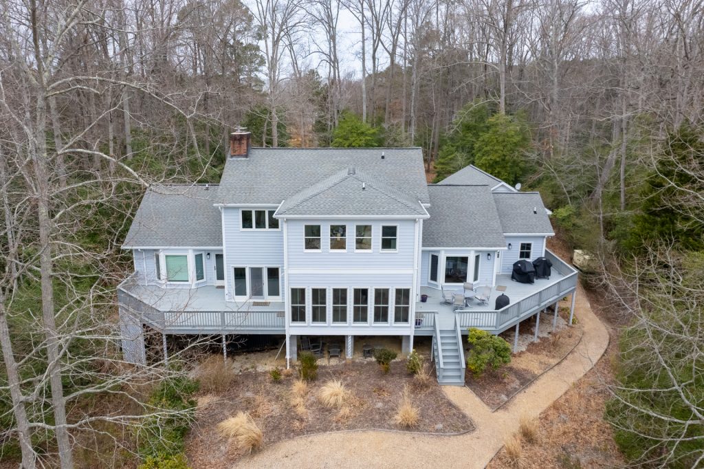 Northern Neck Home Remodel and Renovation with overhead view from riverside