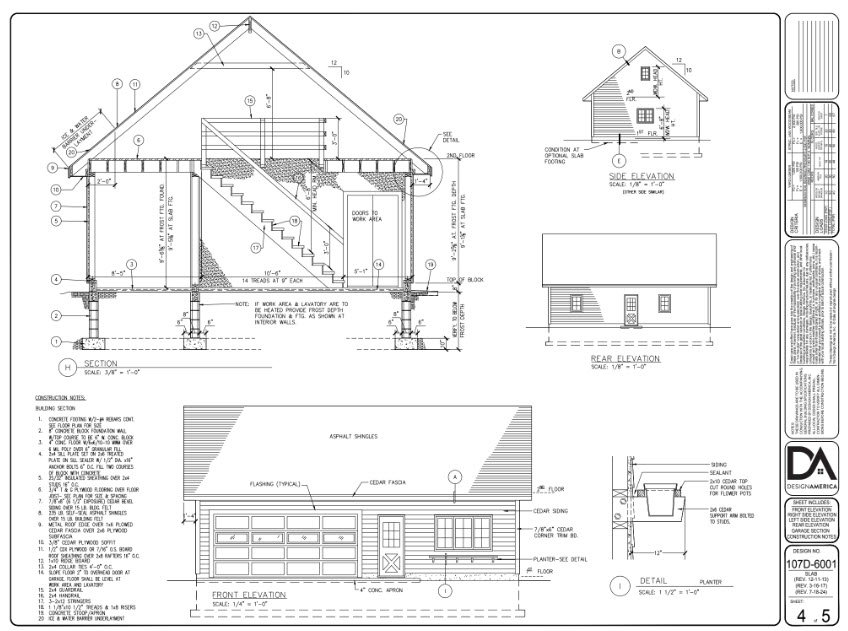 Elevation Plan for Garage and Work Space Home Addition