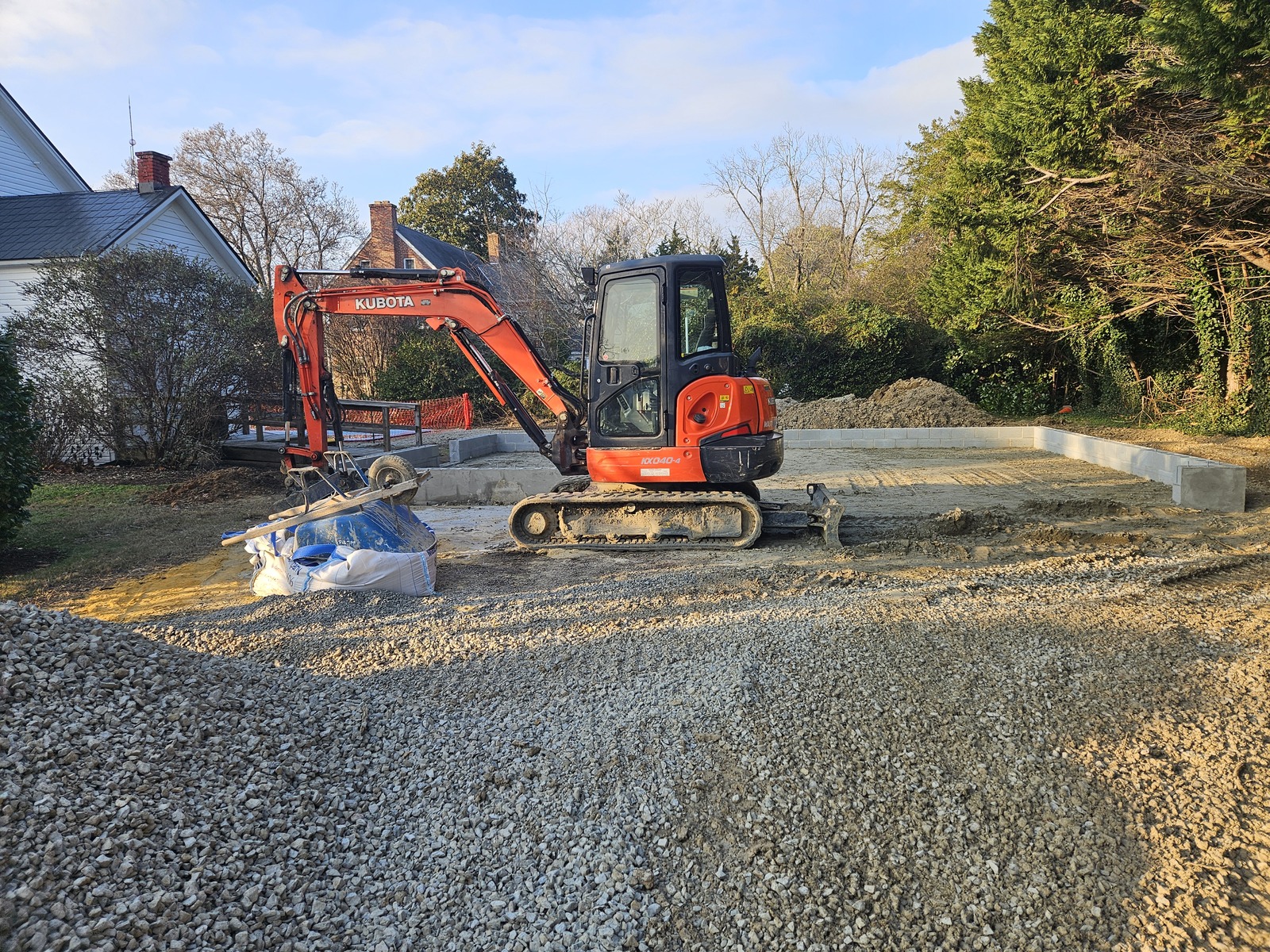 Foundation for addition and prepped for the concrete slab
