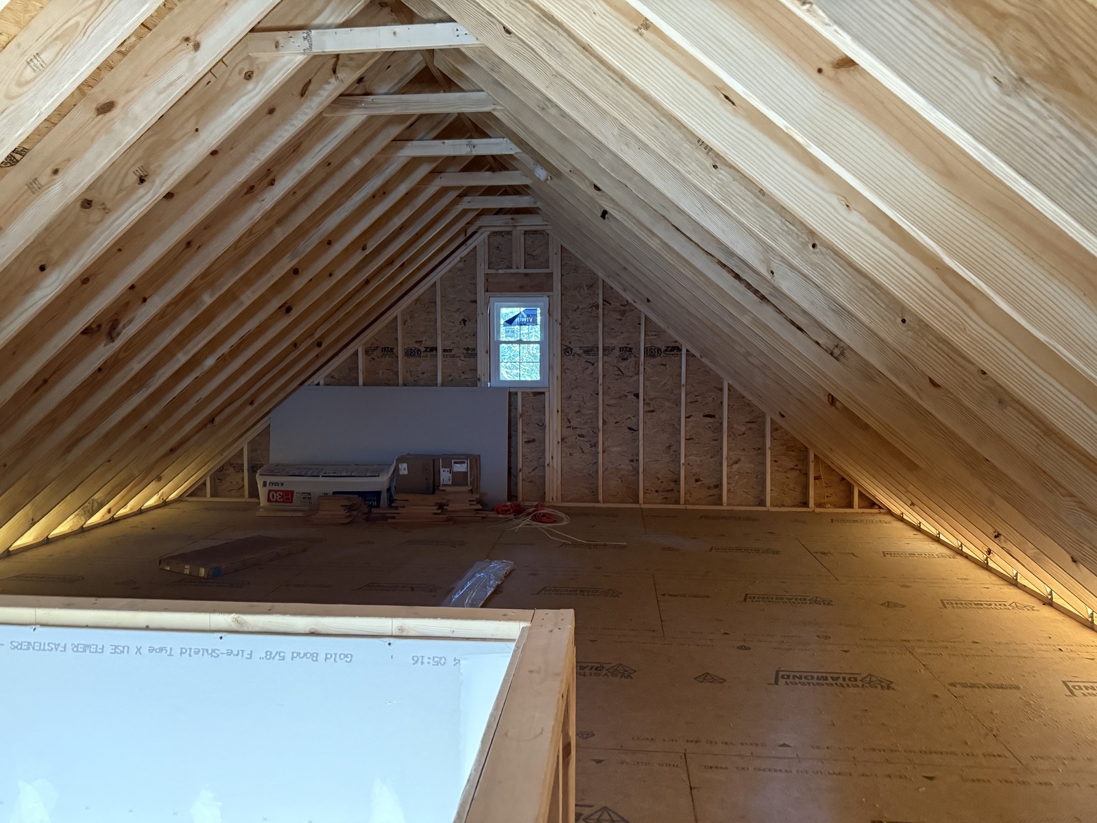 Unfinished large storage area on second floor