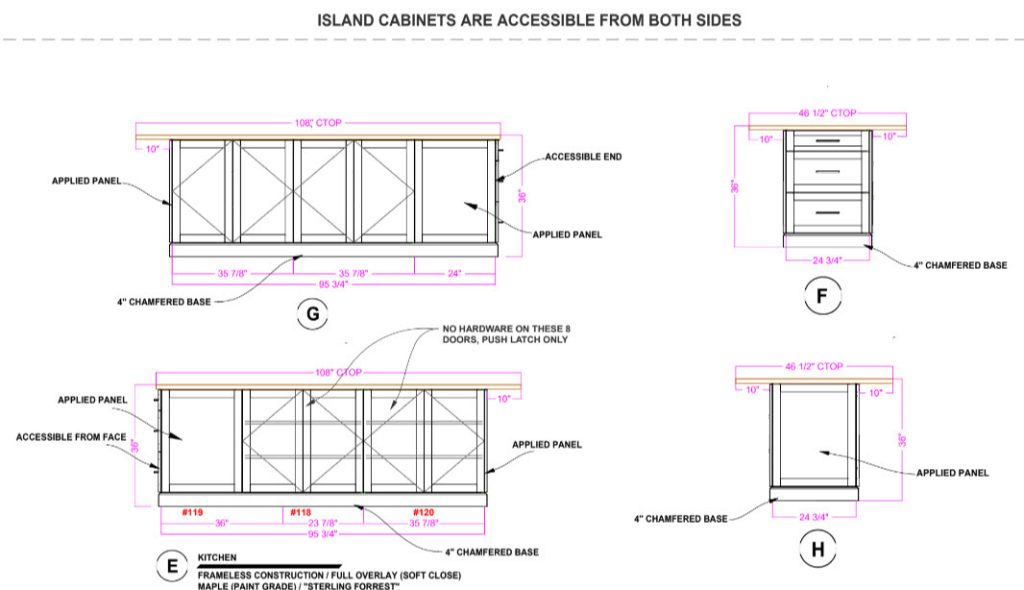 Elevation by Kitchen Remodeler for Island Cabinets