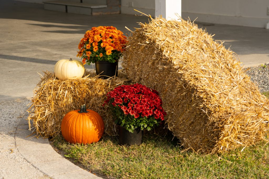 Fall Décor outside Mast Appreciation Dinner