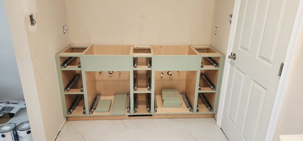 Installed new vanity cabinets and waiting for countertop