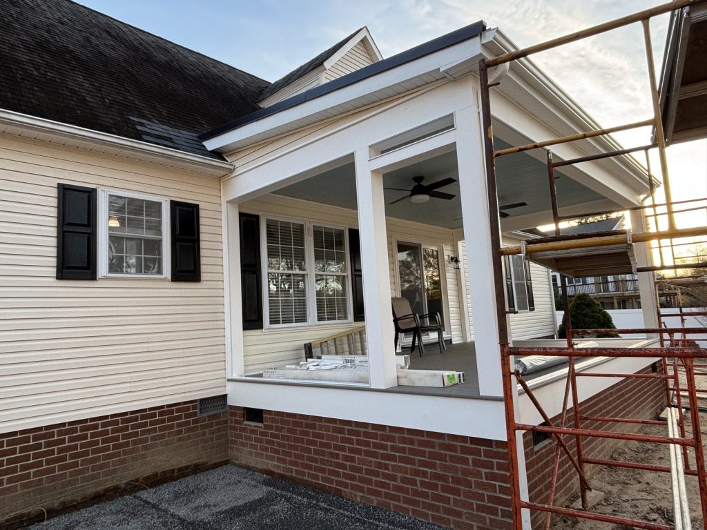 During the build of a new screened porch before the door and staircase is built