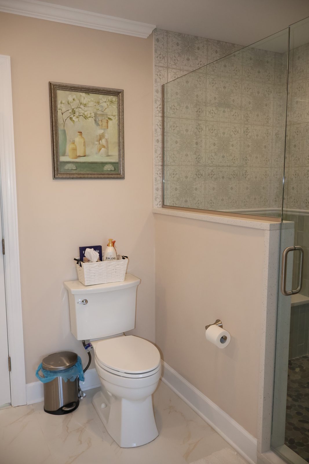 Master Bathroom Remodel with toilet next to shower